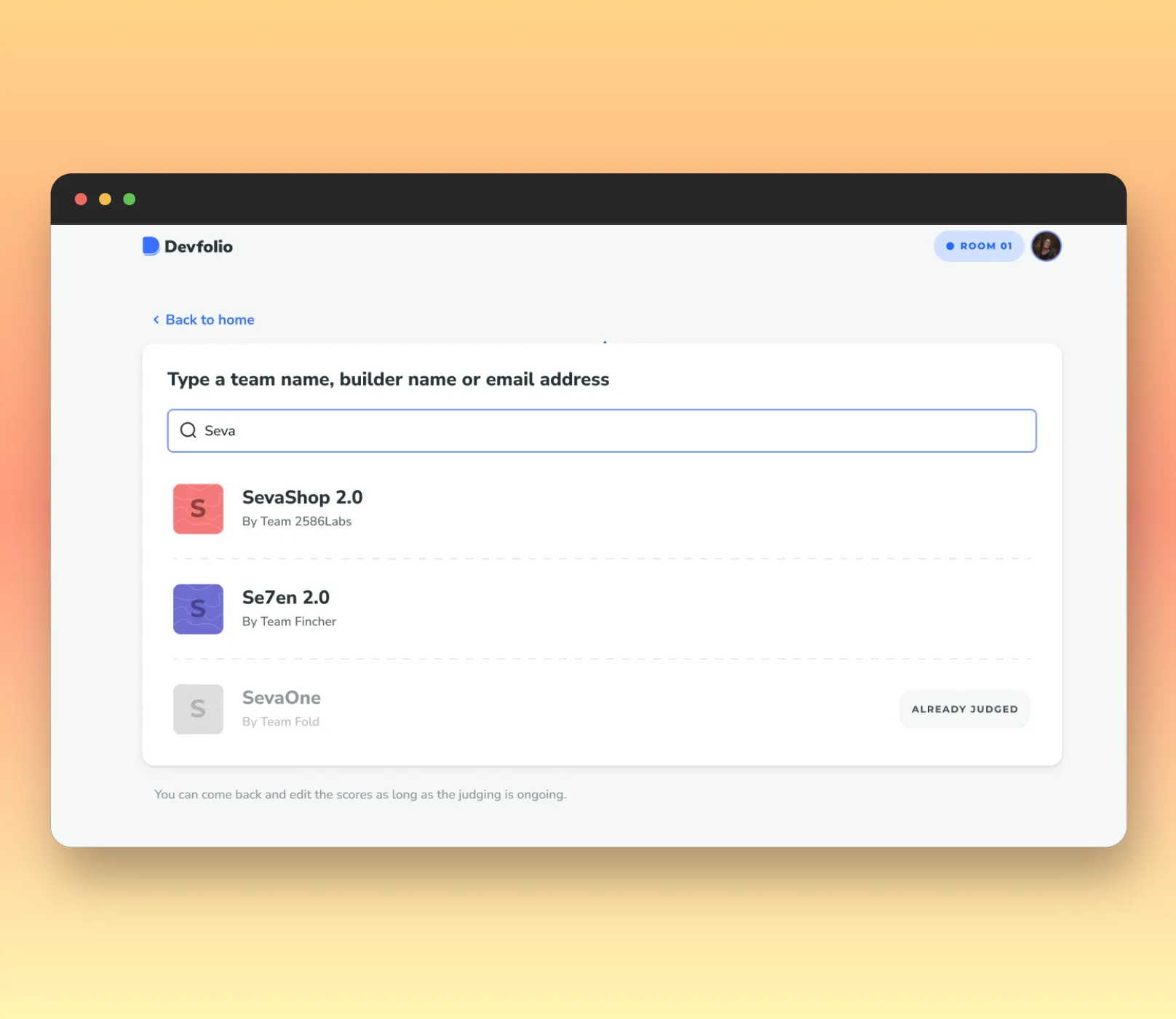 Search project to judge